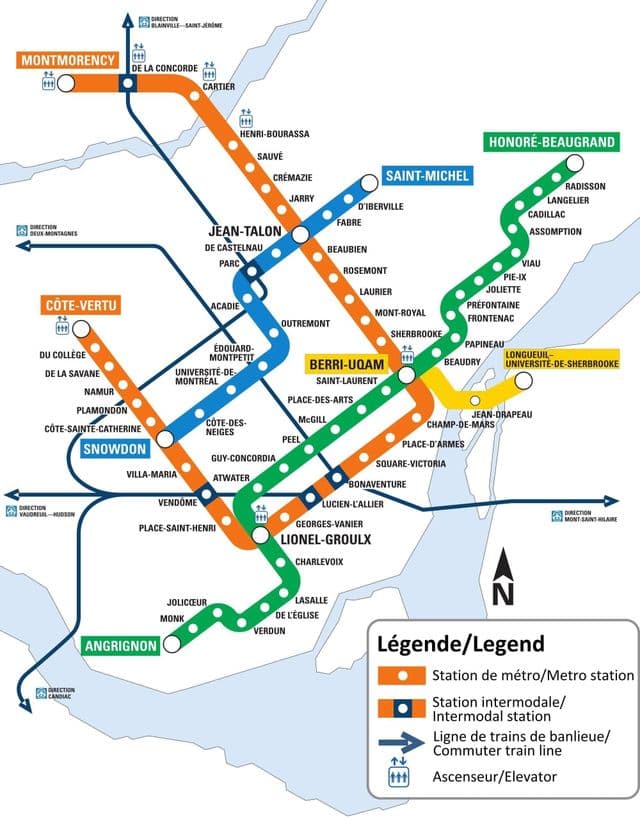 Montreal subway station map