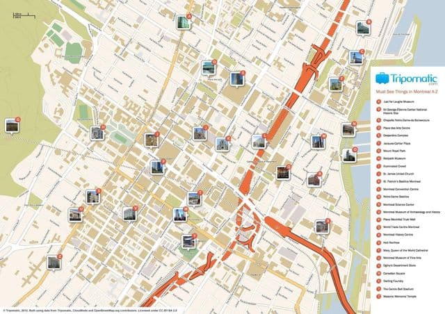 Montreal sightseeing map